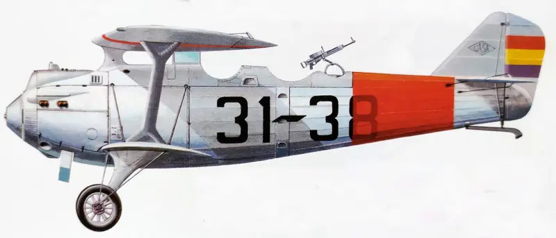 Versión Republicana.         Aeródromo de Sariñena (Huesca).  Agosto de 1936.   Escuadrilla "Alas Rojas"